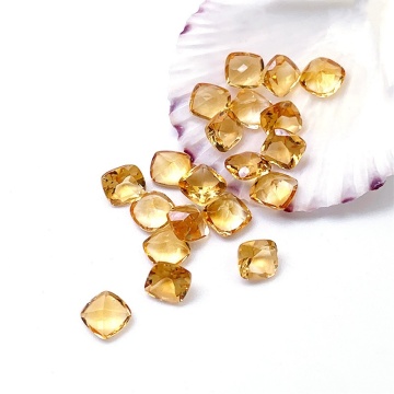Dark Yellow Crystal Fat Square Loose Stones