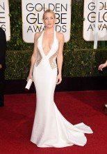 DHL free shipping Kate Hudson White Mermaid Beaded 2015 72nd Golden Globe Awards Evening Gowns Hot Red Carpet Dress TPD334