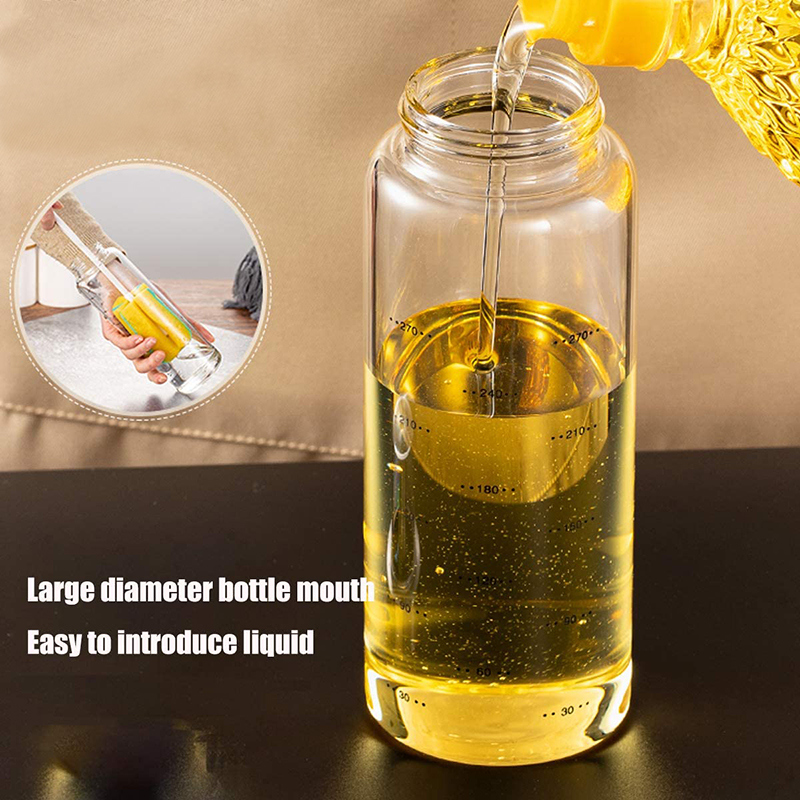 Olive Oil Dispenser Bottle, 17 Oz Oil Container with Non-Drip Spout For Vegetable Olive Oil Sprayer, Lead-Free Glass Oil Bottle