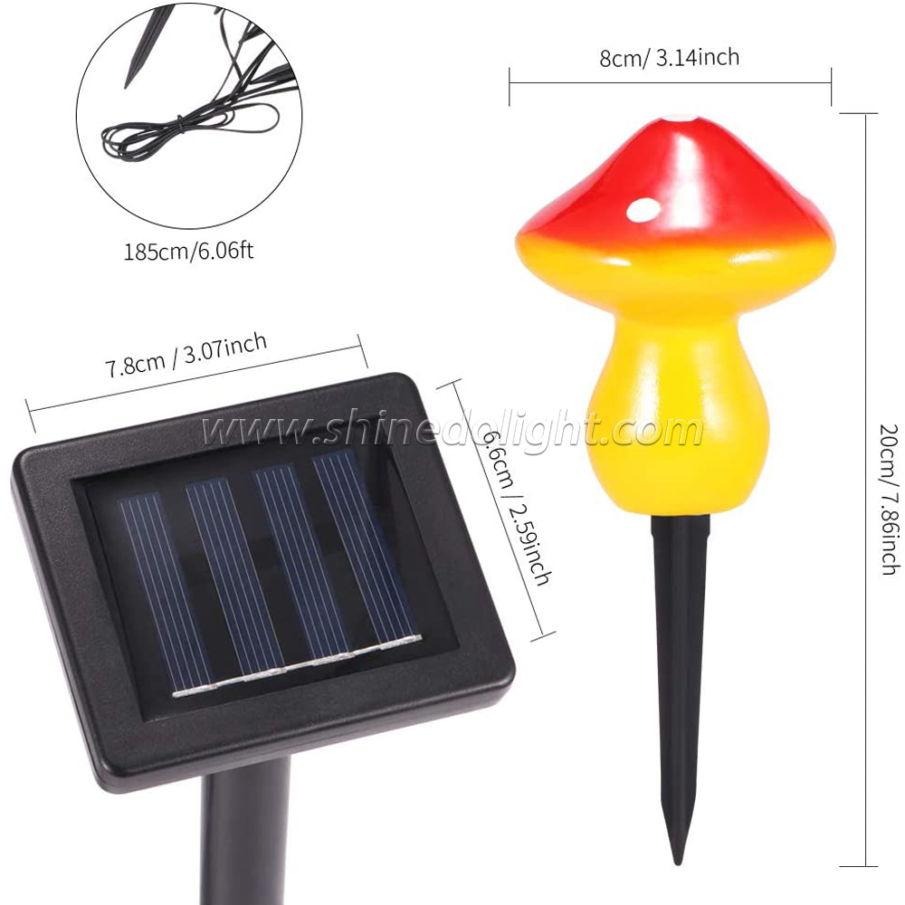 Solar Powered Outdoor Night Decoration IP44 Waterproof funny Mushroom Night Led garden Light