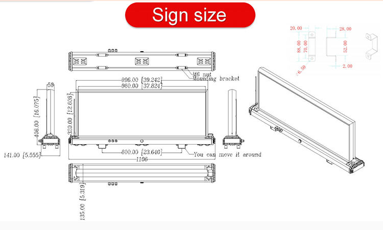 taxi roof led display sign