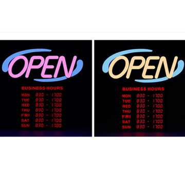 20'' Lighted RGB Open Sign for Business with Hours