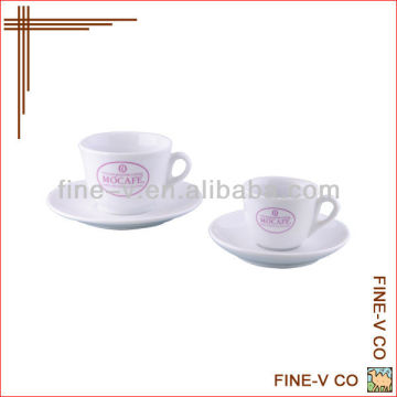 espresso and cappucino coffee cup and saucer