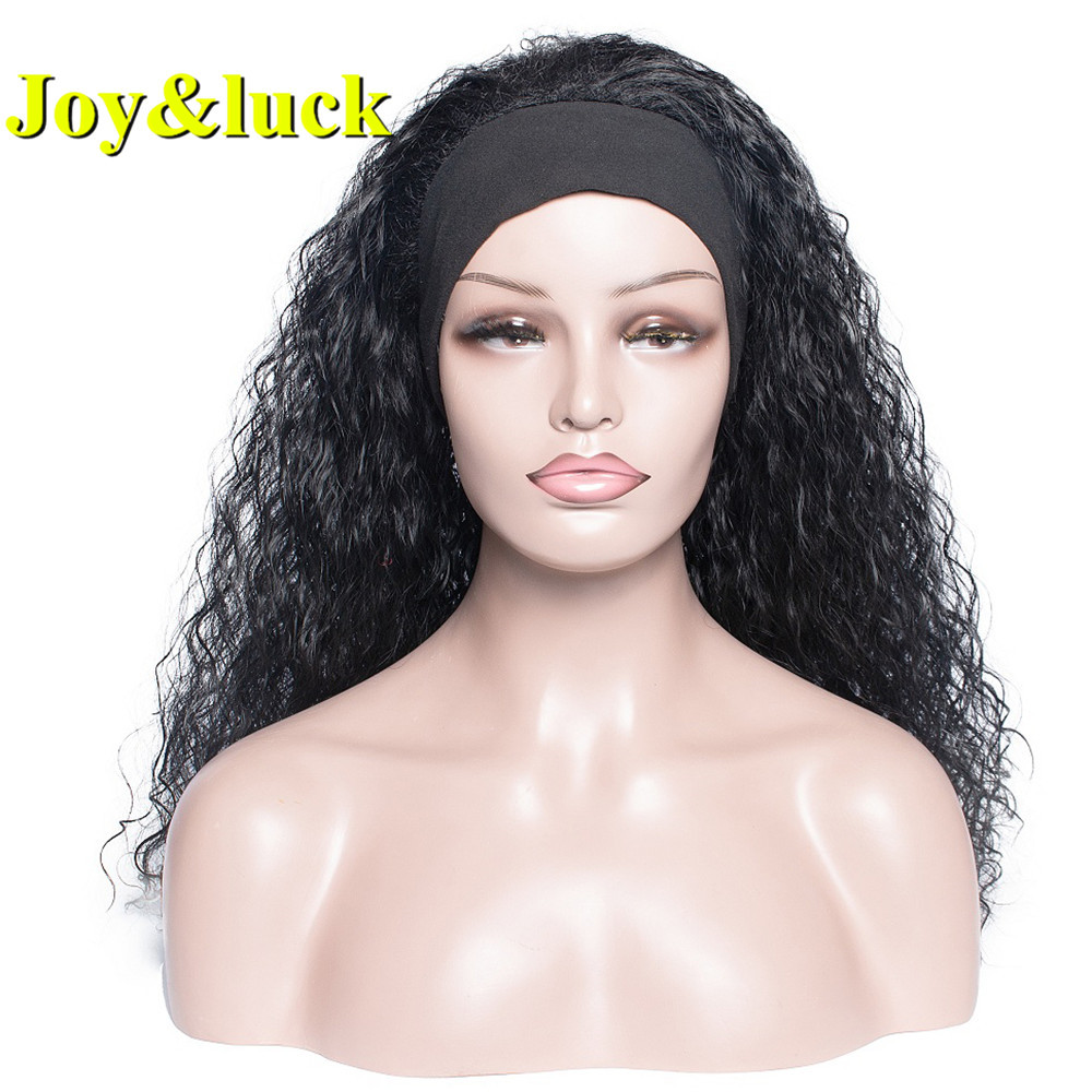 African Wholesale Ombre Brown Head Band Wigs Ladies Scarf Black Hairband Short Afro Kinky Curly Headband Wig Synthetic Hair Wigs