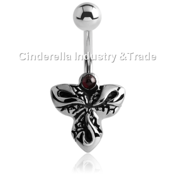 Surgical Steel Kool Katana Belly Rings Jeweled-Clover