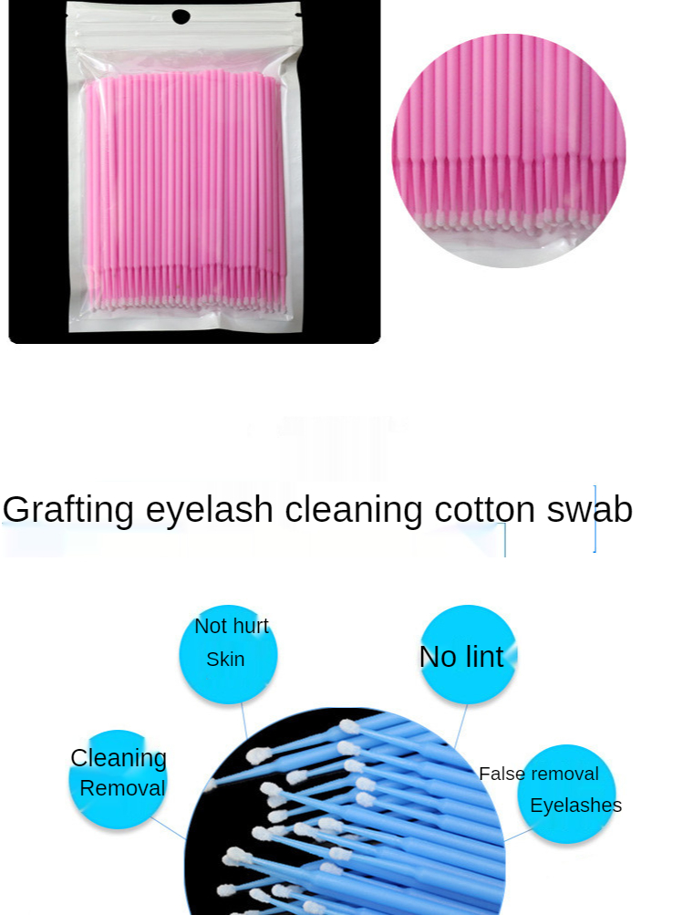 Disposable Cotton Swabs Brush Eyelash Extension Cleanser Disposable Individual Applicators Eyelash Extension Micro Brushes