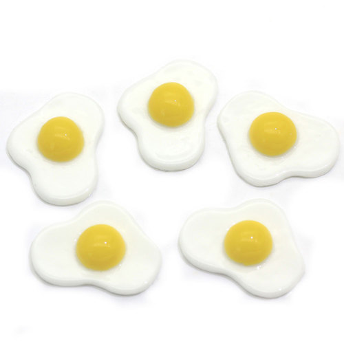 Forma Irregular Huevos Fritos Resinas Cuentas Slime para Cocina Frigorífico Adornos Cuentas Slime Niños Juguete Decoración Encantos Teléfono Shell Espaciador