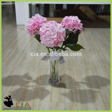 Cheap artificial flower real touch silk pink hydrangea, artificial silk pink hydrangea