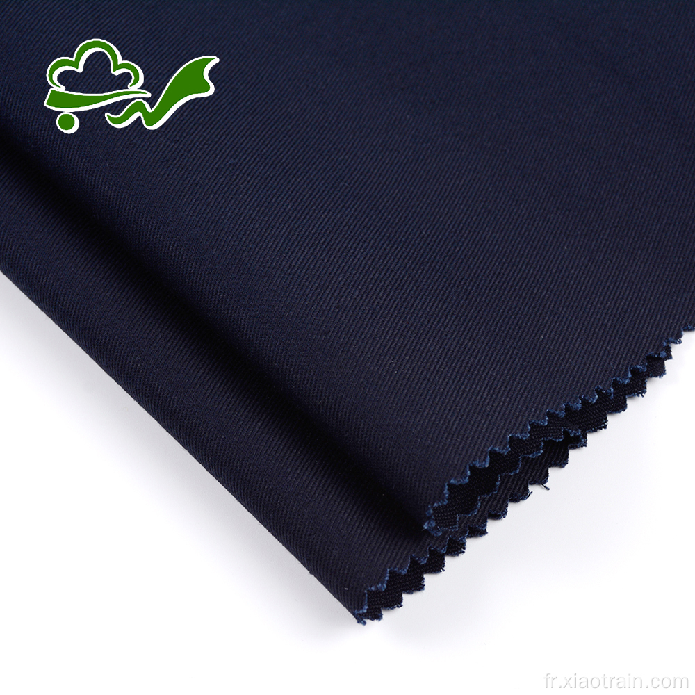 Tissu en coton biologique tissé sergé bleu marine pour pantalons