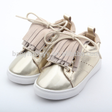 Double tassels kids shoes fsahion gold leather Kids causal shoes