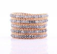 fashion jewelry 2018 wholesale natural stone jade bead 5 leather wrap bracelets