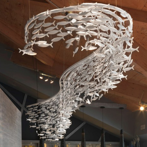 Wholesale custom indoor decorate ceramic fish chandeliers