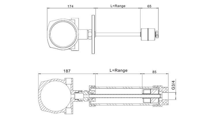 GLT621 4-20mA vätskemagnetostriktiv nivåsändare