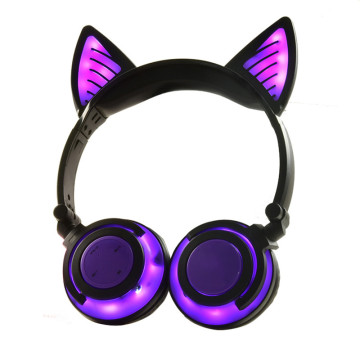ワイヤレス猫耳LEDライトアップBluetoothヘッドフォン