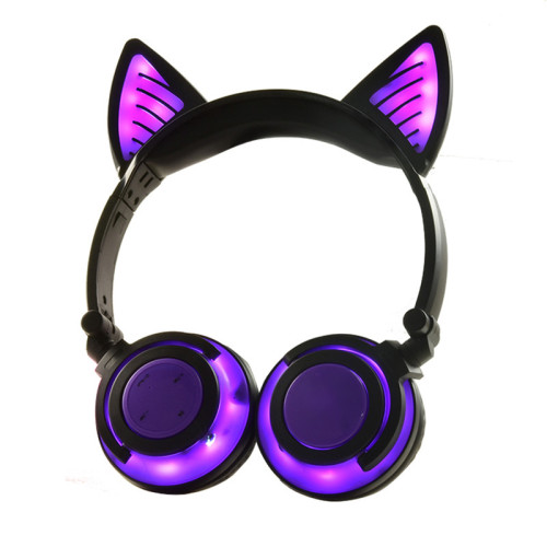 Auriculares Bluetooth inalámbricos con iluminación LED de oreja de gato