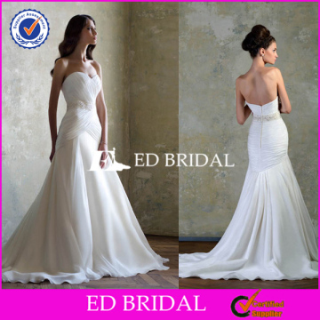 XL855 sweetheart neckline low back pleated chiffon 2014 wedding engagement dresses