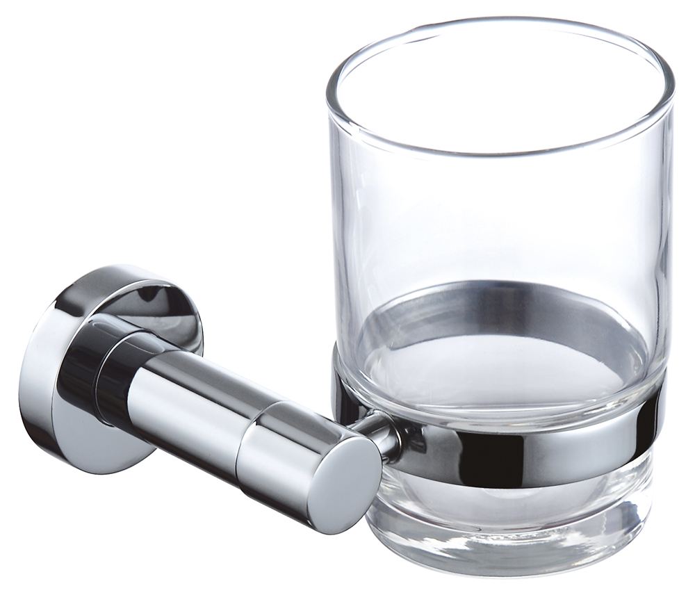 Single Round Toothbrush Holder With Glass Cup