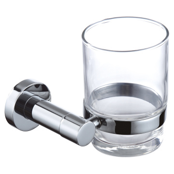 Single Round Toothbrush Holder With Glass Cup