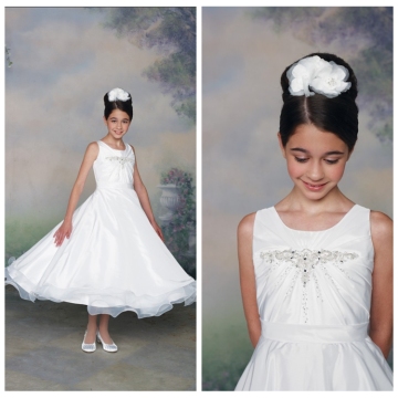 fashion white strap satin party baby girl wedding dress