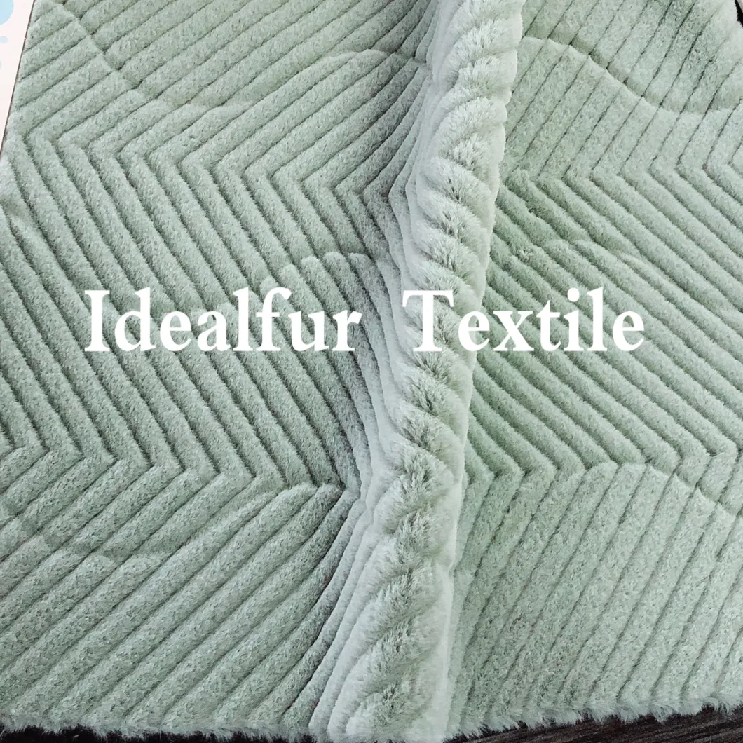 Pressing Herringbone Pattern Soft Short Rabbit Fur