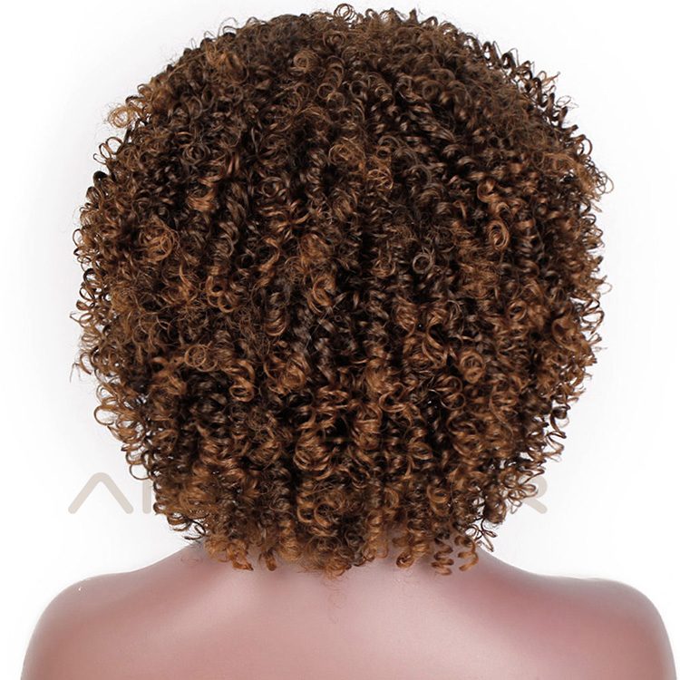 Aisi Hair Afro Kinky Curly Short Wigs Brown color Heat Resistant Synthetic Fiber Short Afro Curly Wigs for Black Women