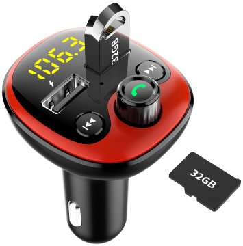 Car Charger V5.0: 5V/3.1A Wireless Bluetooth Music Playing & Hands-Free FM Transmitter
