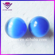 Lab Created Glass Cabochon Ball Blue Cat's Eye Stones for Bracelet