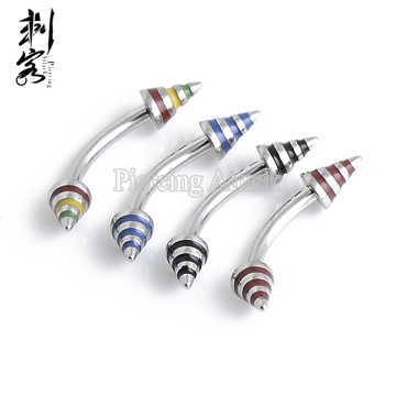Stainless Steel Stripe Spike Eyebrow Piercing Eyebrow Ring