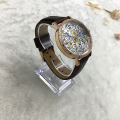 Round Dial Plate Zircon Inlaid Semua Skeleton Mechanical Watch For Unisex