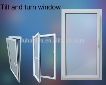 Latest home window design PVC tilt and turn window with good ventilation and fire insulation