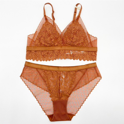 Set di mutandine bralette imbottite in pizzo floreale da donna