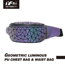 Geometric luminous PU chest bag and waist bag