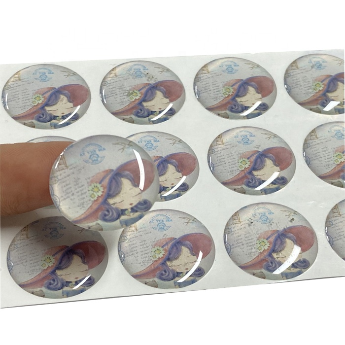 Purple printed with personalized logo 3D stickers epoxy resin dome label sticker