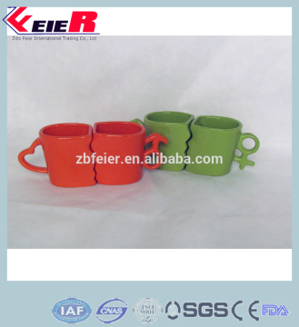 color glazed ceramic couple mug