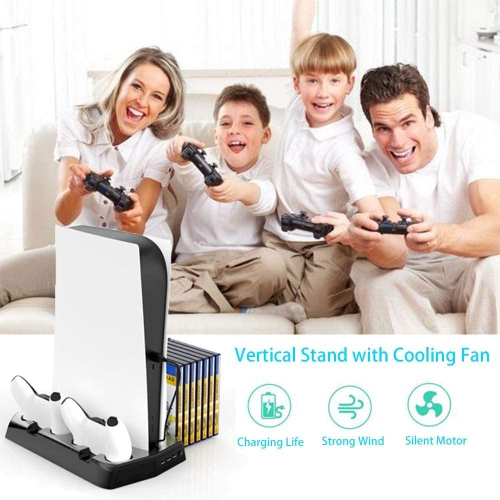 14 game storage PS5 Vertical Stand Cooling Fan 