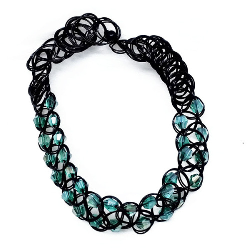 Glass Bead Plastic Weave Stretch Tattoo Choker Necklace