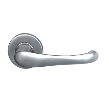 Stainless Steel Solid Door Handles on Round Rose