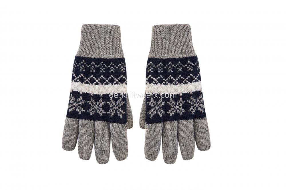 Gestrickte Handschuhe mit Schneeflocken-Jacquard-Print für Jungen