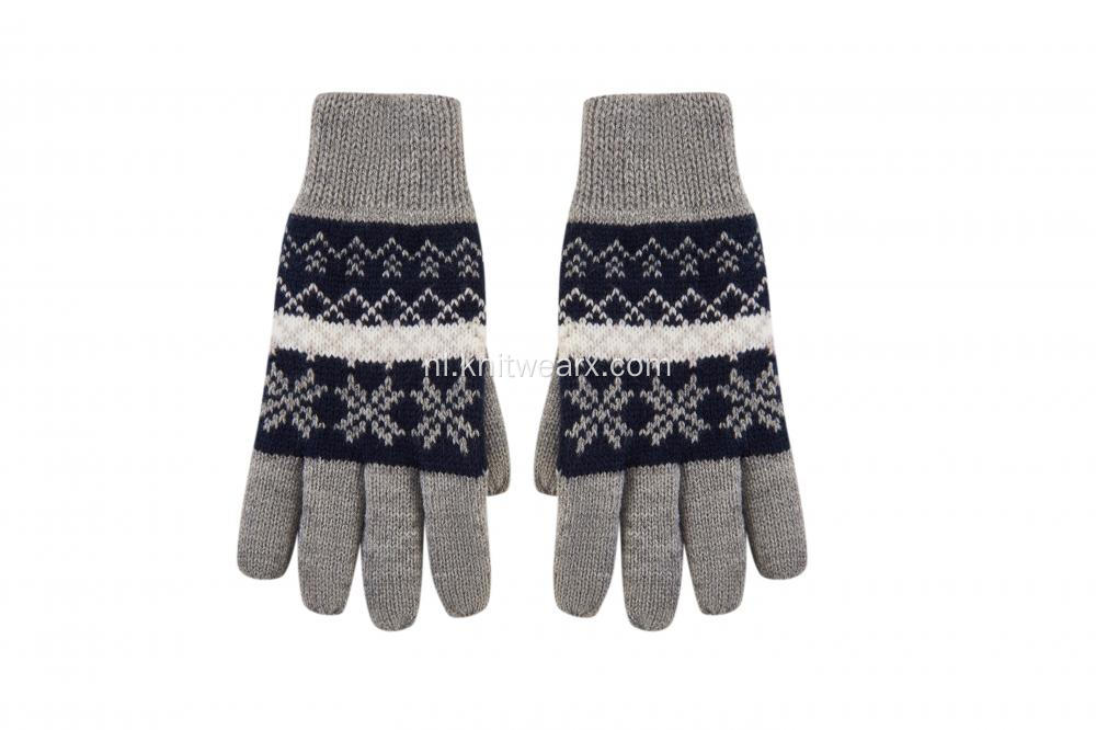 Gebreide handschoenen met sneeuwvlokjacquardprint en lange vingers voor jongens