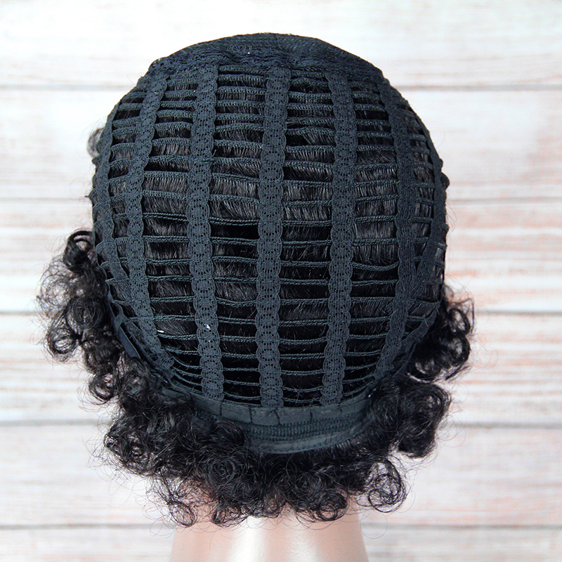 Fashion wholesale human machine made non lace human hair wigs, no chemical hair short afro wig