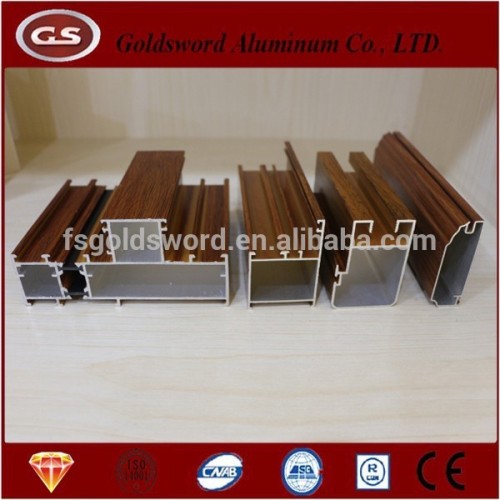 wood-grain transfer aluminum extrusion profiles for wardrobe sliding door