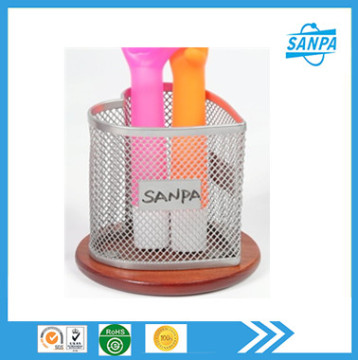 Office Supllier Wooden Mesh Heart Shape Pen Holder