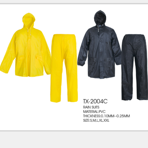 Yellow Men Hooded Long Waterproof PVC Rainsuit