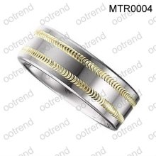 Tungsten grooved rings inlay 18k stainless steel chains