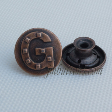 Letter G custom name antique brass jeans buttons