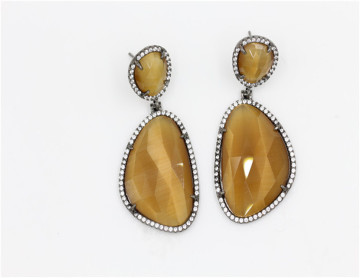 2018 HSQ new design yellow jade fashion earring for women