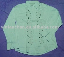 long sleeve beading shirt 100% cotton shirt