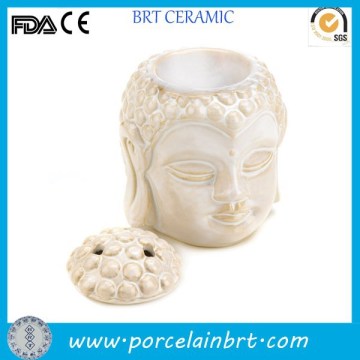 White head design 2 holes decorate Ceramic Oil Warmer