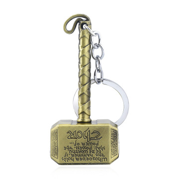 Ancient Gold Thor Hammer Bottle Opener Keychain with words