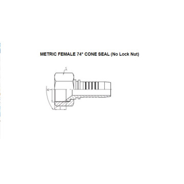 Sello de asiento de cono 74 ° hembra métrico 20711-T